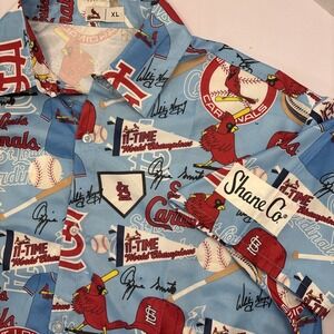 St. Louis Cardinals Shirt Mens XL MLB Baseball All Over Print Button Up Promo